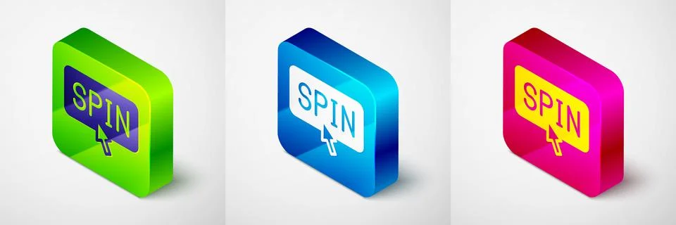 Isometric Slot machine spin button icon isolated on grey background. Square Stock Illustration