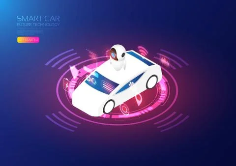 Isometric smart car 스톡 일러스트