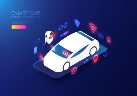 Isometric smart car Illustrazione stock