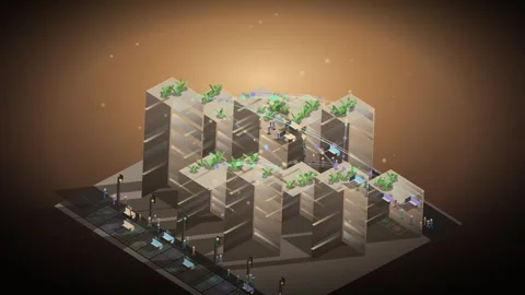 Isometric Smart City Block Loop - Connected Building Data Flow Backdrop Stock Footage 341869719