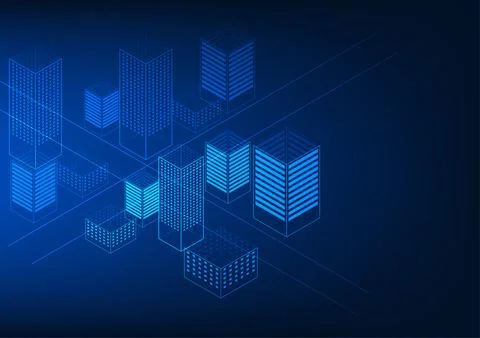 Isometric Smart City Simulation Background Smart city concept without human.. Stockillustratie