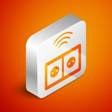 Isometric Smart electrical outlet system icon isolated on orange background Illustrazione stock