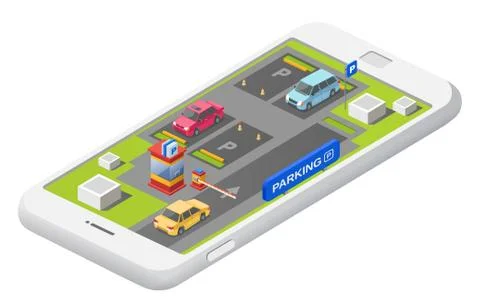 Isometric smart parking concept Illustration