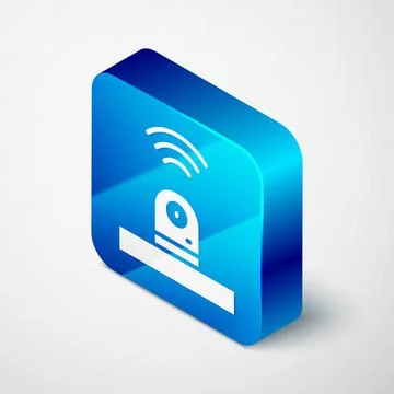 Isometric Smart security camera icon isolated on grey background. Internet of Illustrazione stock