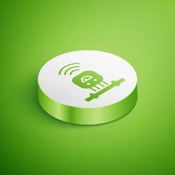 Isometric Smart sensor system icon isolated on green background. Internet o.. Illustrazione stock