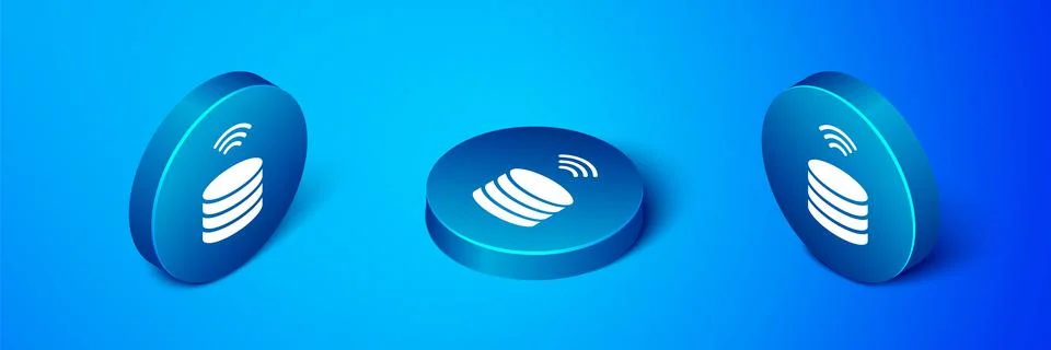 Isometric Smart Server, Data, Web Hosting icon isolated on blue background Illustrazione stock