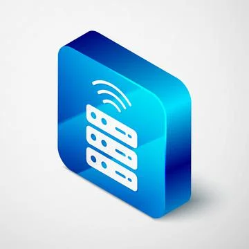 Isometric Smart Server, Data, Web Hosting icon isolated on grey background. I Illustrazione stock