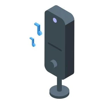 Isometric smart speaker with music notes Stockillustratie