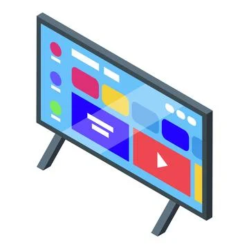 Isometric smart tv with colorful interface Ilustración de archivo