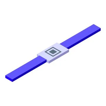 Isometric smart watch with purple strap showcasing modern technology Stock Illustration