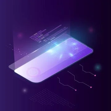 Isometric smartphone analysis information connect with server Stock Illustration