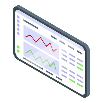 Isometric smartphone with financial graphs Illustrazione stock