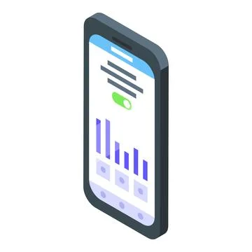 Isometric smartphone with graphs and data analytics Illustrazione stock