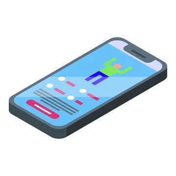 Isometric smartphone illustration with interface elements 库存插图
