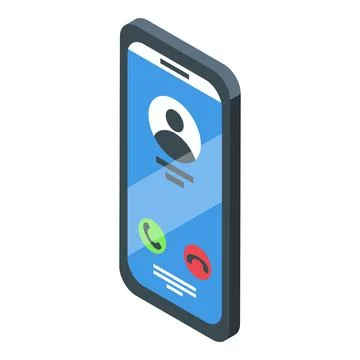 Isometric smartphone with incoming call screen Stockillustratie