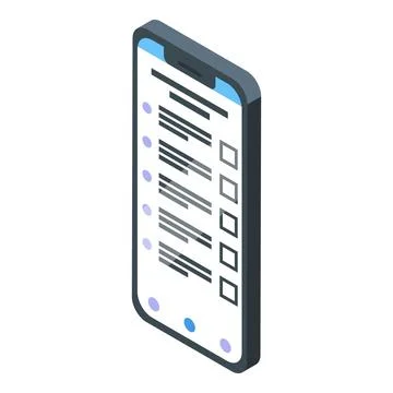 Isometric smartphone with interface elements 库存插图