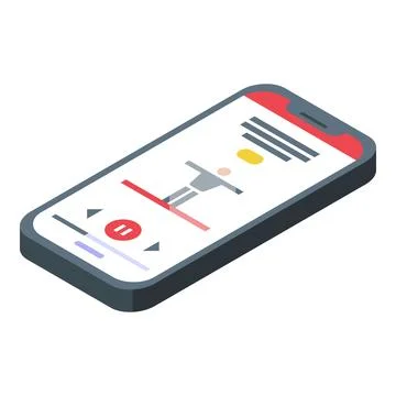 Isometric smartphone music player interface design 스톡 일러스트