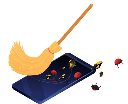 Isometric smartphone service and debugging concept Stock Illustration