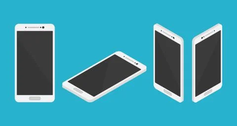 Isometric smartphone set collection from left right front and top Stock Illustration