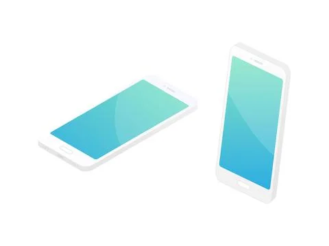 Isometric smartphone set. Digital technology concept. Stock Illustration