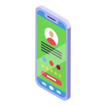 Isometric smartphone with user profile screen Stock Illustration