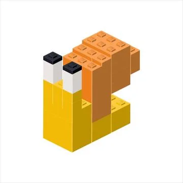 Isometric snail assembled from plastic blocks. Vector Stock Illustration