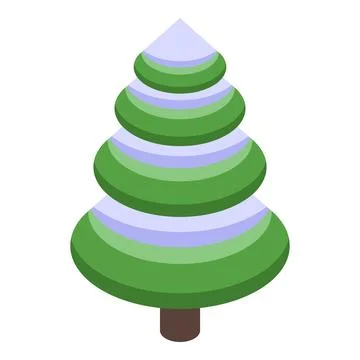 Isometric snow covered green pine tree celebrating winter holidays Stock Illustration