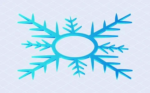 Isometric snowflake ice crystal. Falling snow flakes isolated on white back.. Stock Illustration