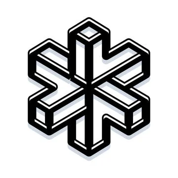 Isometric snowflake icon representing winter cold weather Stock Illustration