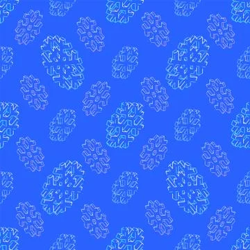 Isometric snowflake seamless pattern. Stock Illustration