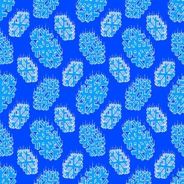 Isometric snowflake seamless pattern. Stock Illustration