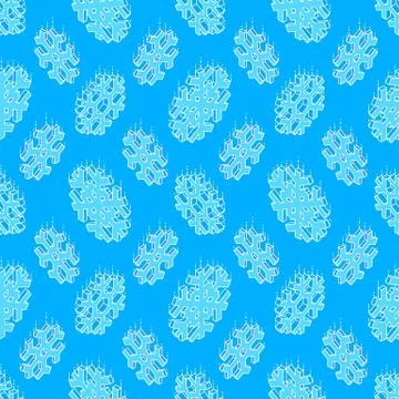 Isometric snowflake seamless pattern. Illustrazione stock