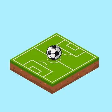 Isometric Soccer Field with Ball Vector Illustration Stock Illustration