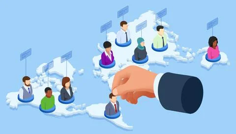Isometric Social Network Web Site Surfing Concept. Global Communication Around Stock Illustration