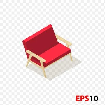 Isometric sofa red color Stock Illustration
