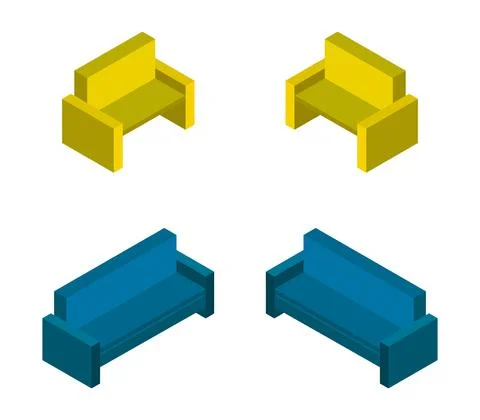 Isometric sofa in vector on white background Stock Illustration