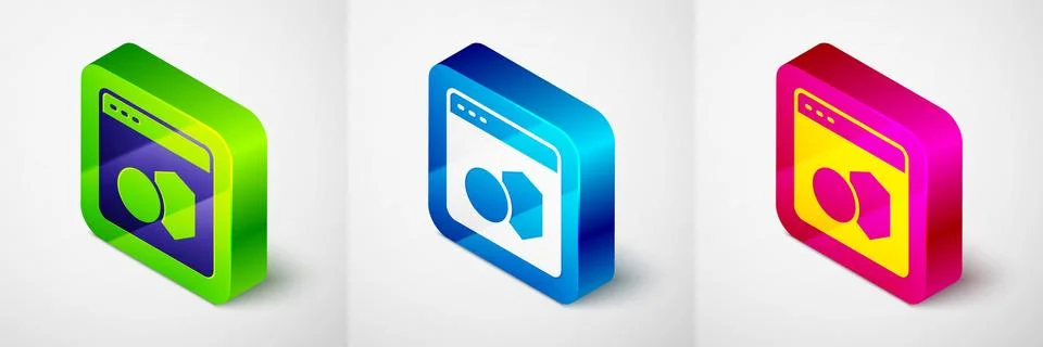 Isometric Software, web developer programming code icon isolated on grey Illustrazione stock
