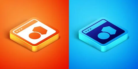 Isometric Software, web developer programming code icon isolated on orange and Stock Illustration