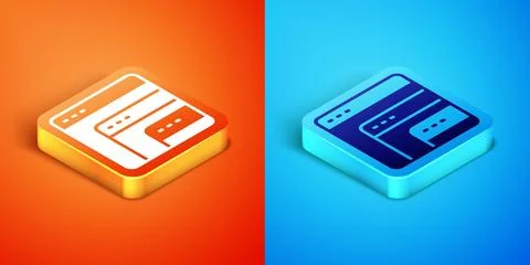 Isometric Software, web developer programming code icon isolated on orange .. Stock Illustration