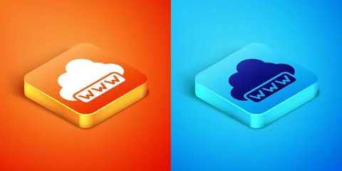 Isometric Software, web development, programming concept icon isolated on orange Stock Illustration