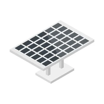 Isometric solar panel illustrated on white background Stock Illustration