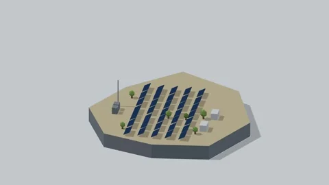 Isometric solar power farm rotating diorama seamless loop Vídeos de archivo 340077594