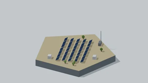 Isometric solar power farm rotating diorama seamless loop 스톡 동영상 340077597