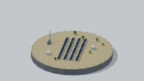 Isometric solar power farm rotating diorama seamless loop Stock Footage 340077612