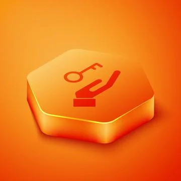 Isometric Solution to the problem in psychology icon isolated on orange Illustrazione stock