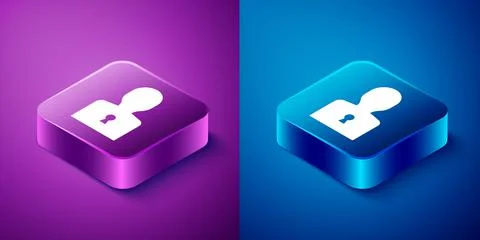 Isometric Solution to the problem in psychology icon isolated on blue and pur Illustrazione stock