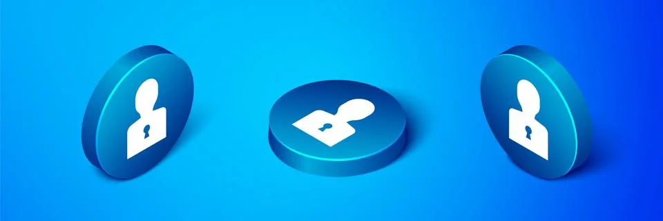 Isometric Solution to the problem in psychology icon isolated on blue background Illustrazione stock