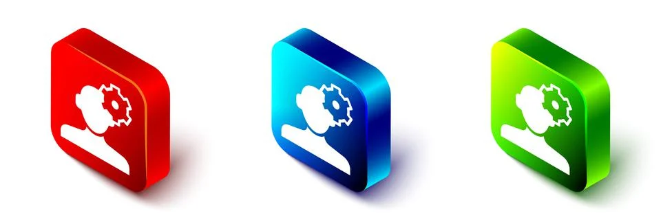 Isometric Solution to the problem in psychology icon isolated on white Illustrazione stock