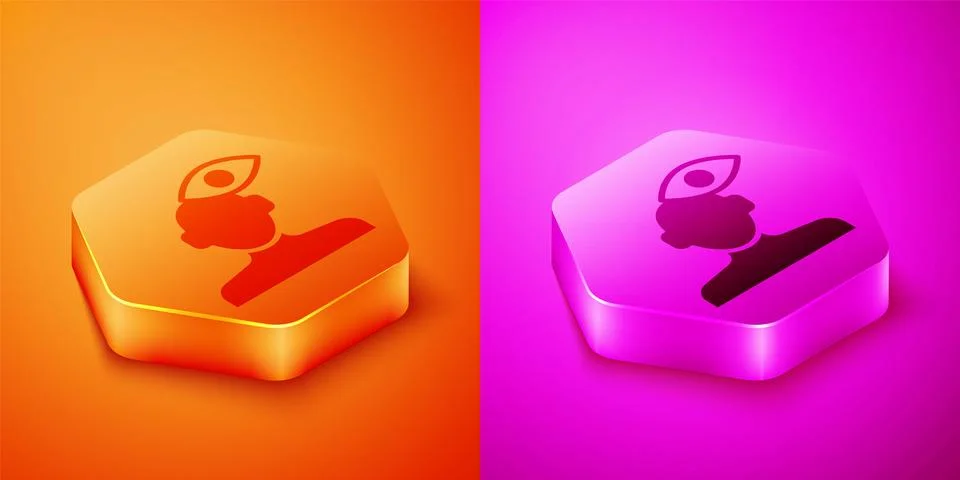 Isometric Solution to the problem in psychology icon isolated on orange and pink 스톡 일러스트