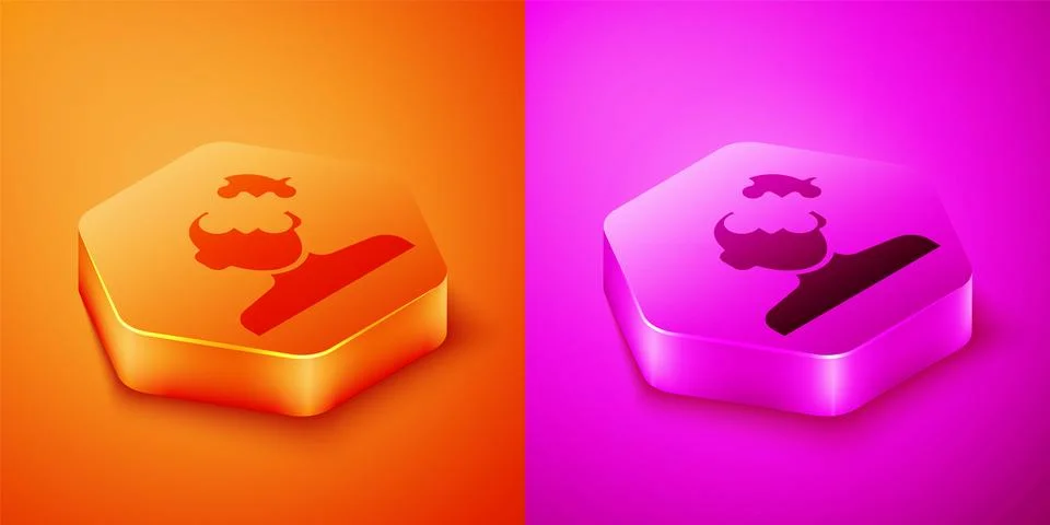 Isometric Solution to the problem in psychology icon isolated on orange and pink Stock Illustration
